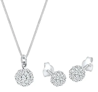 Image de Collier Elli en argent avec des cristaux, longueur 45 cm