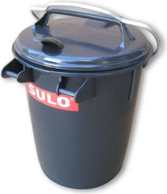 Produktbild von Systemmülleimer, Mülltonne, Mülleimer 35 Liter, rund, mit Alu-Verschlussbügel, grau (35 Sulo grau)