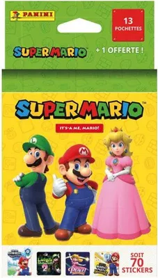 Image de Emballage blister – PANINI – Super Mario 2 – 13 pochettes + 1 e – 70 autocollants