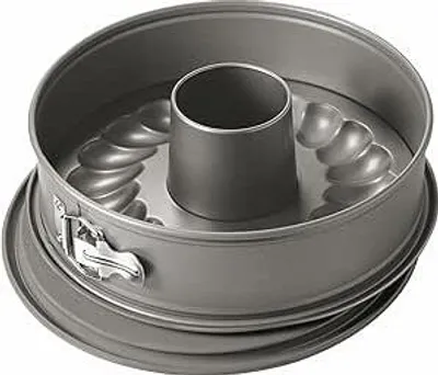Produktbild von Kaiser La Forme Springform mit Flach- und Rohrboden 28 cm, 2 Böden, runde Backform, auslaufsicher, antihaftbeschichtet, grau