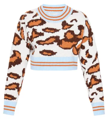 Zdjęcie produktu dla Sweter damski VANJA - wzór "leopald", wielokolorowy. Rozmiar: M/L