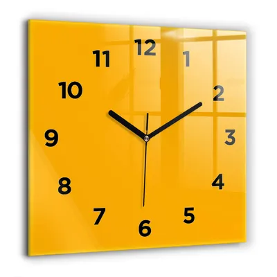 Produktbild von Wallfluent Große Wanduhr – Stilles Quarzuhrwerk - Uhr Dekoration Wohnzimmer Schlafzimmer Küche - Zifferblatt - schwarze Zeiger - 60 cm - Dunkelgelb
