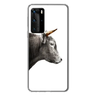 Produktbild von MuchoWow® Handyhülle Schutzhülle Hülle für Huawei P40 Pro Schottischer Highlander - Horn - Gold Silikon Softcase Handy Hülle - Schutz