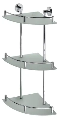 Produktbild von Bemeta Omega Eck-Dreifachglasablage 400 mm, sandgestrahltes Glas/Chrom