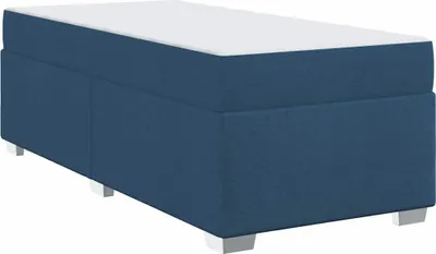Zdjęcie produktu dla Łóżko Tapicerowane 90x200 Niebieskie z Materacem Jednoosobowe do Sypialni