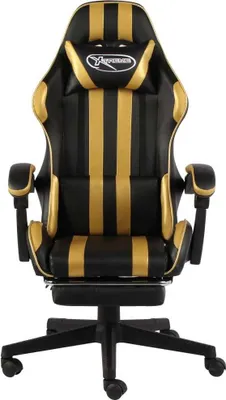 Immagine prodotto di vidaXL Sedia da gioco con poggiapiedi in ecopelle nera e dorata