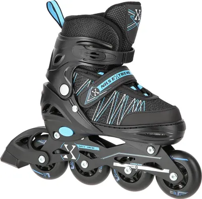 Image de Patins à roues alignées et à glace 2 en 1, noir/bleu, tailles 31 à 34