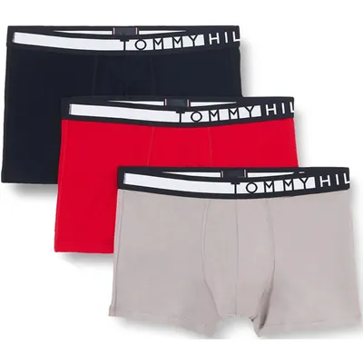 Produktbild von TOMMY HILFIGER 3er PACK TRUNK Herren Boxershorts, Größe:M, Tommy Jeans Farben:0RU - Desert Sky/Sublunar/Primary Red