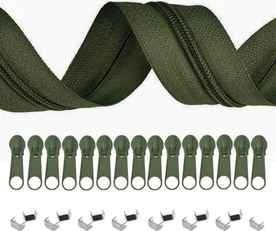 Produktbild von 5m Endlos-Reißverschluss 3mm mit 10 Zippern und 15 Endstücke freie Farbwahl,S327 oliv