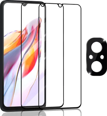 Produktbild von 2-Pack Xiaomi Redmi 12C Displayschutzfolie & 1-Pack Kameraschutz - Gehärtetes Glas 9H - Super Qualität 3D