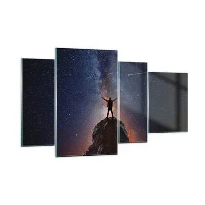 Produktbild von Bilder auf glas - 4 Teile - Kosmos Maßstab Mensch - 120x70cm - Glasbilder - Wandbilder - Bilder - zum Aufhängen bereit - Wanddekoration aus Glas - Glas Bilder - Wandbild auf Glas - GDL120x70-4786