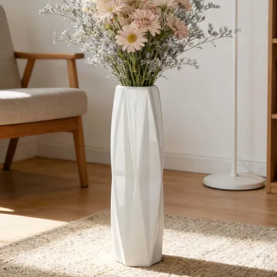 Produktbild von Weißes Keramikvase, 45 cm, Modern und Elegant