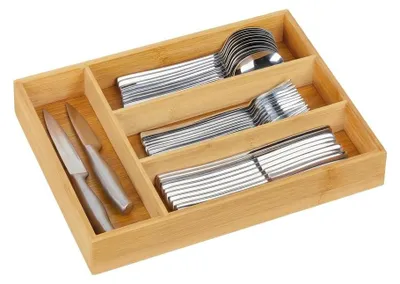 Immagine prodotto di Portaposate in bambù con 4 scomparti per cassetti da cucina