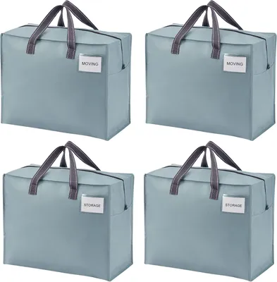 Productafbeelding van Zwaar werk berekende extra grote bewegende zakken - Set van 4 - Lichtblauw - 50L-4 Pack - Boerderij