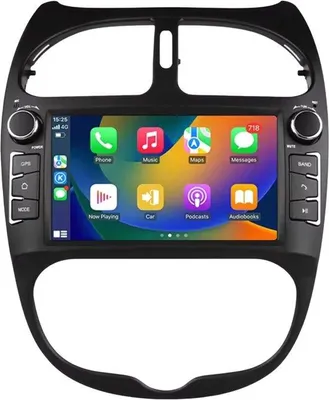 Obrázek produktu pro Autorádio s Bluetooth, CarPlay, kompatibilní s Apple a Android, stereo systém, navigace, navigační systém pro Peugeot 206 / 206CC / 206SW (2000–2008)