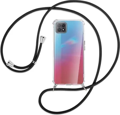 Produktbild von Handykette Backcover-Schutzhülle mit Band (Metall silberfarben) für Oppo A73 5G - schwarz