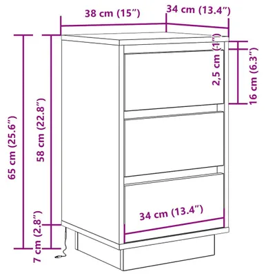 Zdjęcie produktu dla VidaXL 861303, Dąb, 3 szuf., Drewno, 60 kg, 5 kg, 380 mm