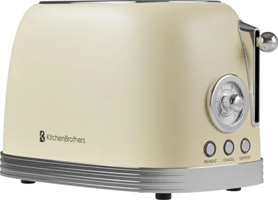 Produktbild von KitchenBrothers Retro Toaster - Toaster - 6 Bräunungsstufen - 2 Extra Breite Schlitze - 815W - Beige