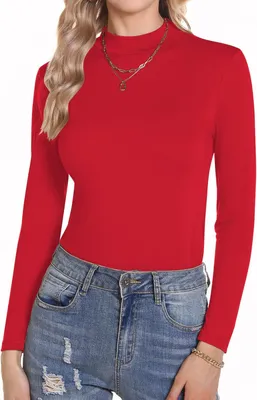 Productafbeelding van Shirt dames - lange mouwen - opstaande kraag - katoen - slim fit - stretch