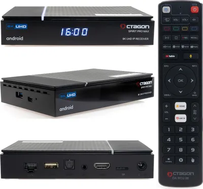Produktbild von Octagon SPIRIT PRO MAX 8K UHD Android 11 IP-Receiver HDR10+, Widevine L1, Dual-WiFi, LAN, BT