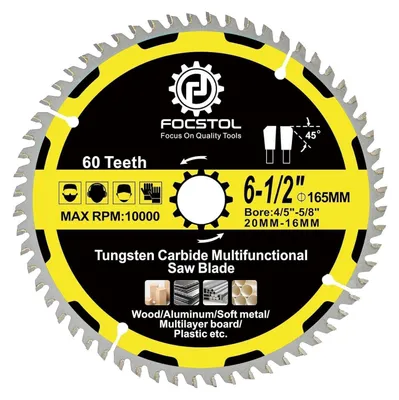 Immagine prodotto di Disco circolare da 165 mm x 20/16 mm, con 60 denti, adatto per legno, plastica, alluminio, rame e metalli non ferrosi