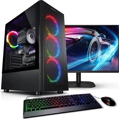 Produktbild von kiebel.de PC Set mit 23.8 Zoll TFT Starter AMD Ryzen 5 5600GT, 32GB DDR4, AMD Vega Grafik, 512GB SSD, 2TB HDD, WLAN, Windows 11, Komplettsystem