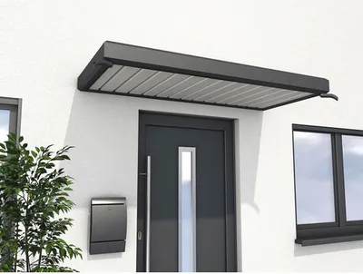 Produktbild von Gutta Rechteckvordach NM 200x90 cm in anthrazit Kunststoffpaneel-Abdeckung weiß