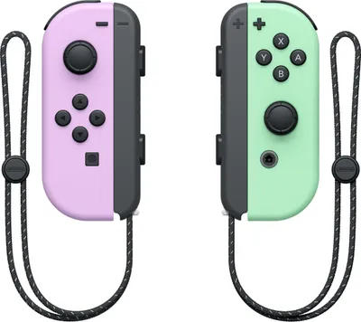 Produktbild von Nintendo Joy-Con Game Controller, 2er Set, Pastell-Lila & Grün, Kunststoff, 115x130x35mm, kabellos, HD-Vibration, Bewegungssensoren, Bluetooth, Gaming, Multiplayer, Solo-Modus, für Nintendo Switch & OLED-Modell, ca. 20h Akkulaufzeit, ca. 176g