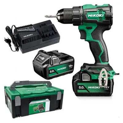 Image de Perceuse-visseuse sans fil 18V, 2 batteries 5,0 Ah Li-Ion, chargeur - HIKOKI - DS18DEWFZ