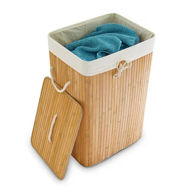Produktbild von relaxdays 1 x Wäschekorb Bambus eckig natur