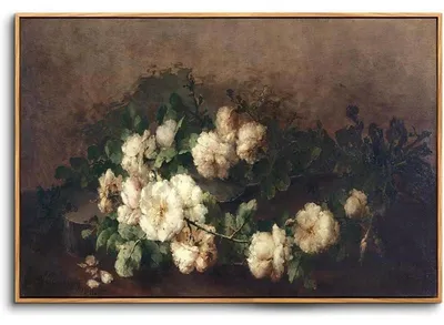 Produktbild von Leinwandbild mit Holzrahmen 60x90 cm Blume Weiß Wanddeko Schlafzimmer Wohnzimmer