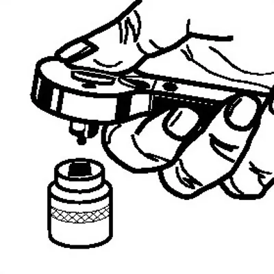 A hand is holding a tool and a socket wrench is below it.