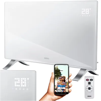 Zdjęcie produktu dla EBERG EVI PRO Grzejnik konwektorowy 2400 W Wi-Fi Szklany Panel Pilot Biały