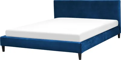 Produktbild von BELIANI Polsterbett Dunkelblau 160 x 200 cm Samtstoff Geradlinigen Form Klassisch