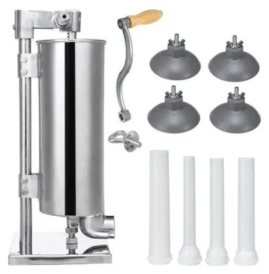 Produktbild von Wurstfüller 4 l - Manuelle Wurstmaschine - Rostfreies Aluminium - Fleischfüller - 4 Füllrohre