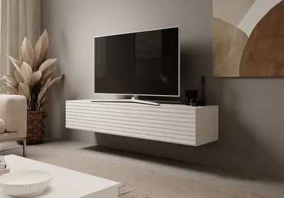 Produktbild von TV Schrank RTV 8 mit Lamellen Medienmöbel Lowboard (Weiss + Weisse Lamellen)