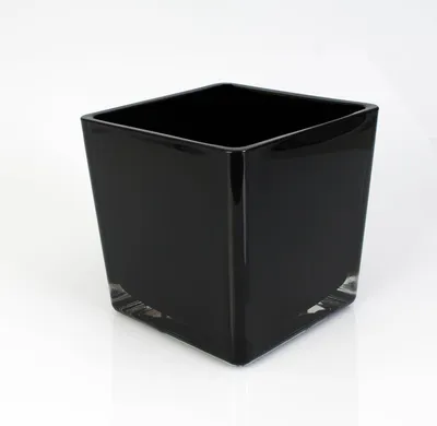 Produktbild von INNA-Glas Glas Übertopf Kim Earth, schwarz, 14x14x14 cm - Deko Glastopf