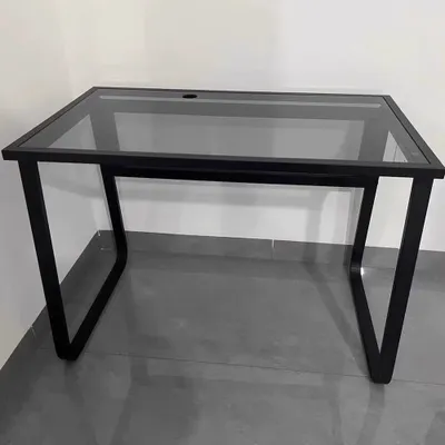 Produktbild von Computer Schreibtisch aus gehärtetem Glas Büro Schwarz Gestell 【Duanshihei】