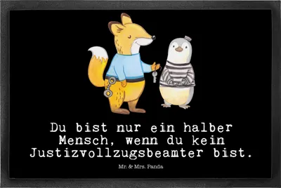 Produktbild von Mr. & Mrs. Panda Schmutzfänger Justizvollzugsbeamter Herz 50 x 75 cm - Schwarz - Geschenk, fußmatte, Schmutzfangteppich, Schmutzfangmatte, Gefängniswärter, Gummimatte