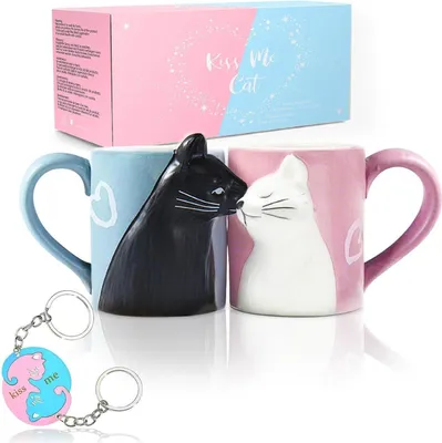 Image de MengCat Chat Baiser de mariage Céramique Tasse à thé et café Set