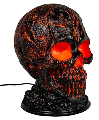 Produktbild von Totenkopf Lampe Lava Effekt – Halloween Tischlampe mit LED Glühen – 20cm USB Skull Light – Gothic Deko Fasching Karneval