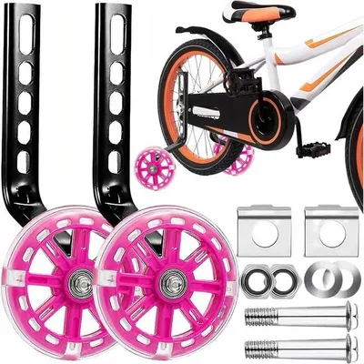 Produktbild von Stützräder Mit LED Rosa Für Kinderfahrrad 12–20 Zoll Trainingsräder Seitenräder Bis 30 kg