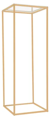 Obrázok produktu pre Kovový stojan na kvety – obdĺžniková dekoratívna stĺpiková podstava 31 x 31 x 100 cm – nastaviteľná výška – zlatý akrylový vzhľad – na svadby, oslavy a podujatia – nosnosť 5 kg