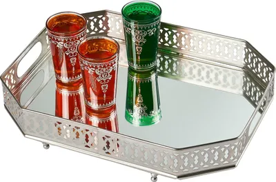 Image de Plateau miroir Plateau de service Plateau décoratif Agata Argent