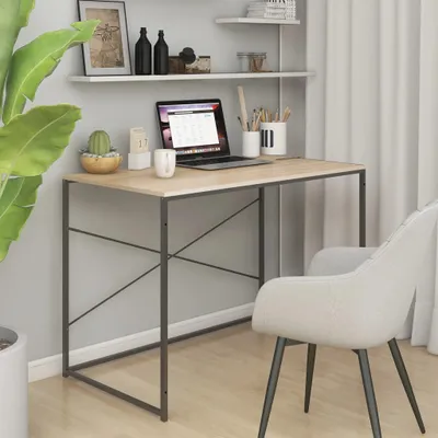 Image de Table d'ordinateur noir et aspect chêne 110x60x70cm en bois composite , Bureaux Design 2024