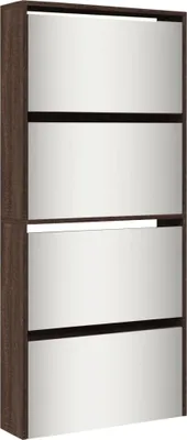 Produktbild von vidaXL Schuhschrank mit Spiegel 4 Fächer Braun Eiche-Optik 63x17x134cm