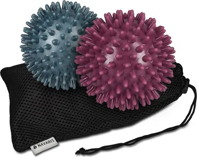 Produktbild von Navaris 2x Massageball Igelball klein - Igelbälle Set für Hand Fuß Rücken - Massage Ball Ø 8cm medium & hart - Igelball Fußmassage - 2x Ball mit