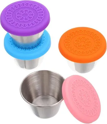 Produktbild von Hausgemachte Kruidenbecher mit Deckel, 4er Set, Hauswirtschaftliche Dipbecher, Küchenartikel für Feierlichkeiten
