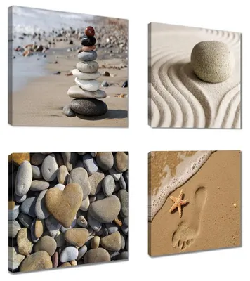 Produktbild von 6902 Spa Sand Stein Leinwandbild 4-teilig 40x40 cm