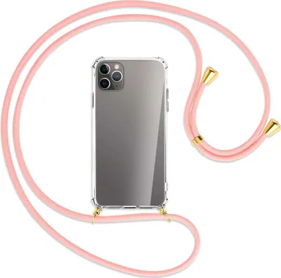 Produktbild von Handykette Backcover-Schutzhülle mit Band (Metall goldfarben) für Apple iPhone 11 Pro Max - rosa
